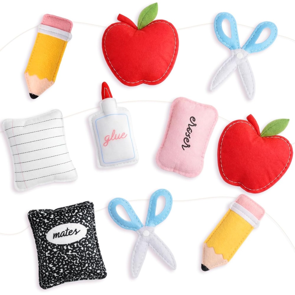 TEMU 1 bannière de couronne en feutre pour la rentrée scolaire, couronne en feutre avec stylo et cahier fabriquée à l'pomme, pour la décoration de la