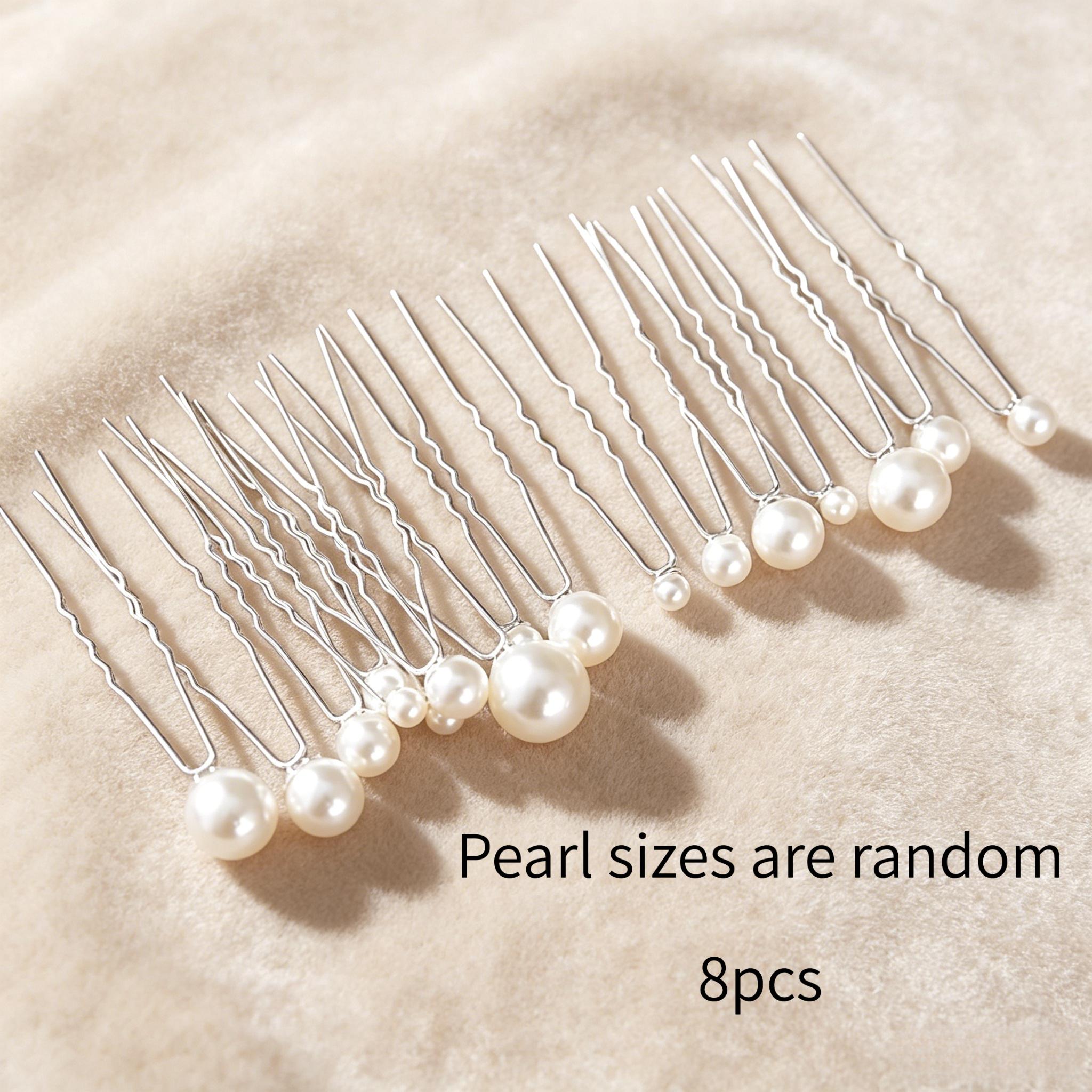 TEMU Fermaglio per capelli a forma di U con perle nuziali, retro, francese, per matrimonio, copricapo, abito da sera cinese, versatili aggiunte per
