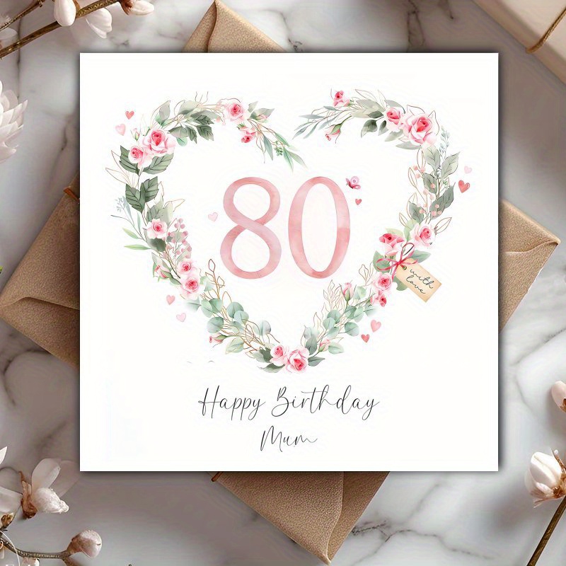 TEMU Funny 80th Birthday Card For Mum, Spring Gift 1pc Humorous Birthday Card For Special For Mum, Spring Birthday And Mother's Day, Best Special For