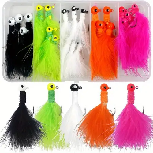 crappie jigs heads feather jigs lures with jig head hooks crappie fishing lure baits for panfish trout bass walleye 18oz 116oz 132oz
