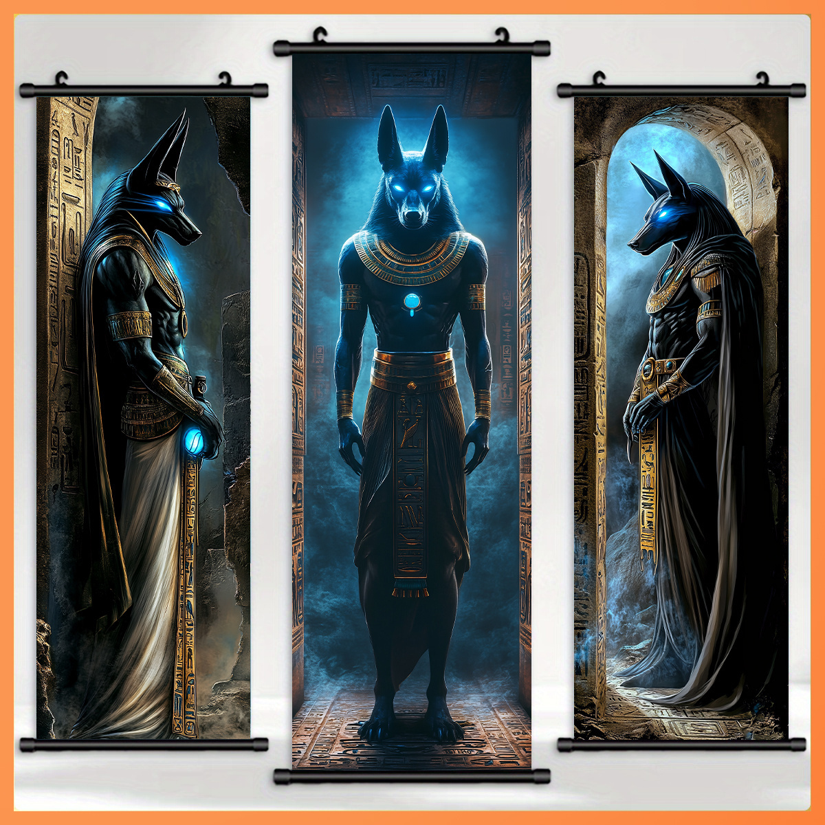 E-shop 2D Flat, 2D Flat, 3-teiliges gerahmtes, leuchtendes Augen-Wandkunst aus Kunststoff, Vintage-Leinwand-Wandkunst, Anime-Rollbild-Poster, moderne
