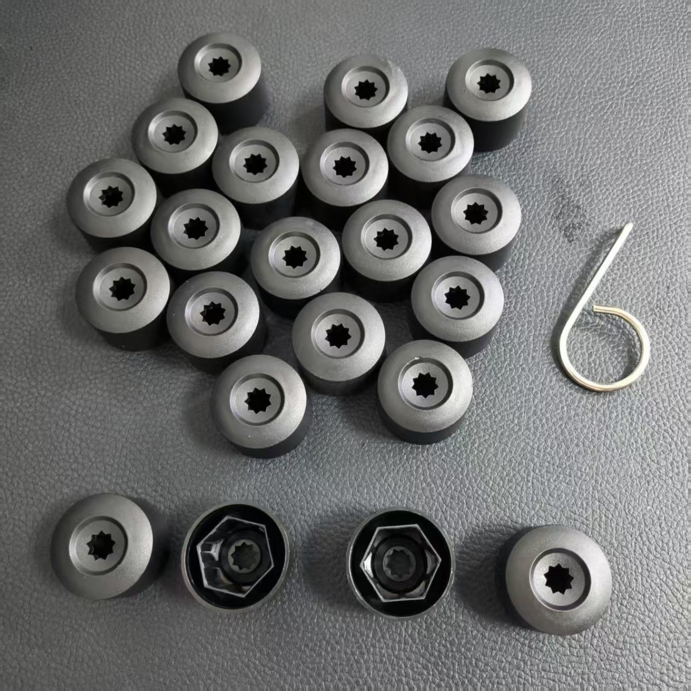 TEMU 22pcs Hexagonal Automotive Tire Nut Cap Set, Black Decorative Caps For Vw Jetta, Golf, Bora, , And Wheel Bolts, For Wheel Decoration And