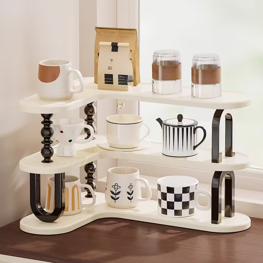 Image of 3 Tier Corner Shelf, Countertop Mug Holder, Storage Rack, Coffee Station Organizer, Organizer Shelf For Mugs Cup Spice, Utility Racks