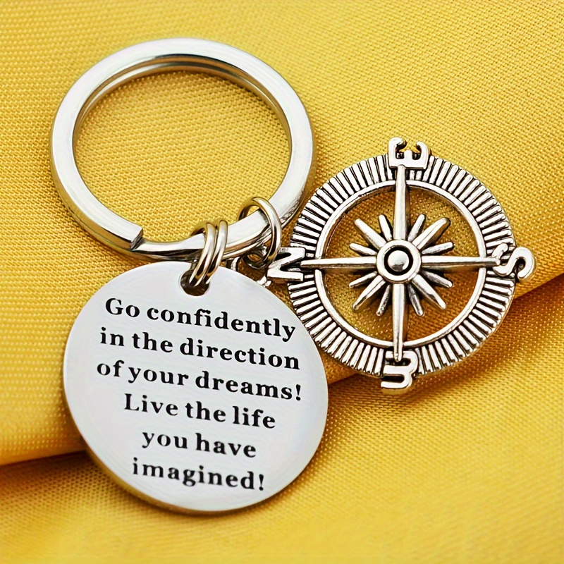 A Stainless Steel Keychain For Men, An And -boosting Accessory, Perfect As A Graduation Gift For Students, Featuring A Boat Aim Compass Design