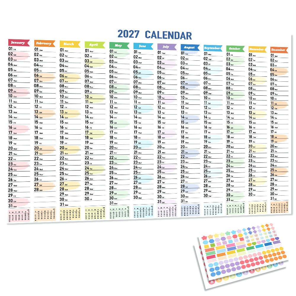 TEMU 1pc Large Wall Planner - Self-stick Color-coded Planner With Stickers/tapes Suitable For School, Office, Home, Large Daily Schedule Organizer