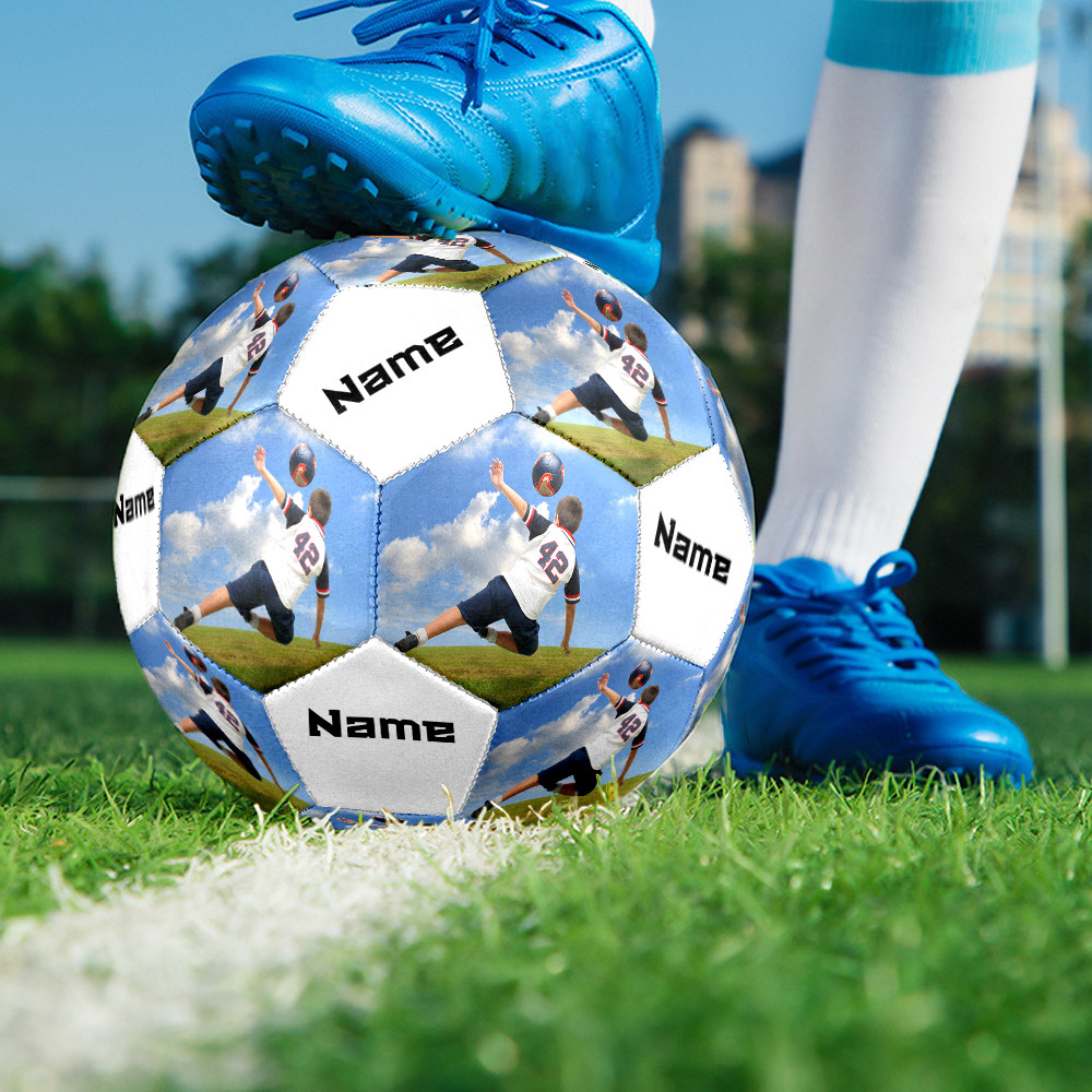 TEMU 1pc Customize Your Picture And Name Size 5 Soccer Ball Machine-stitched Indoor/outdoor Universal Football Perfect For Customized Gifts Ideal For