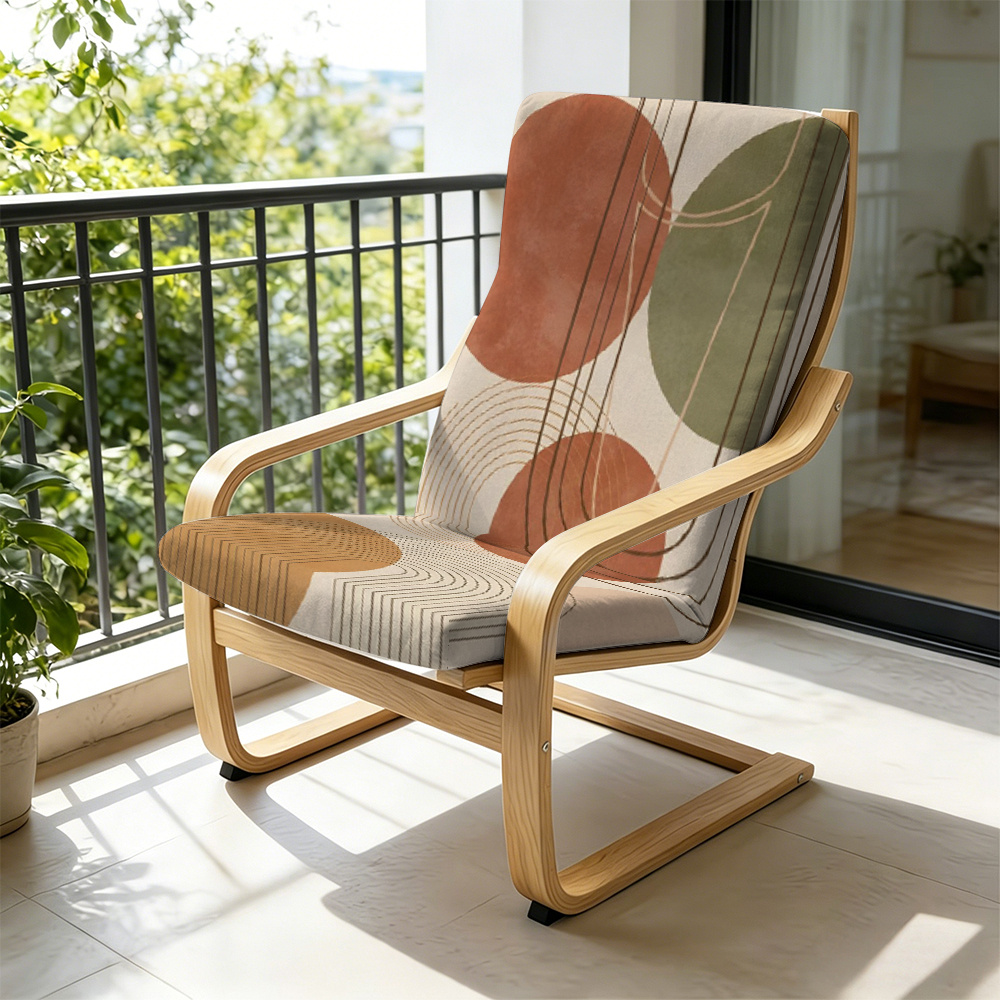 TEMU Copertura per poltrona 2D piatta 1 pz, design con stampa astratta a linee geometriche color Morandi adatta per cuscino coprisedia per poltrona ,