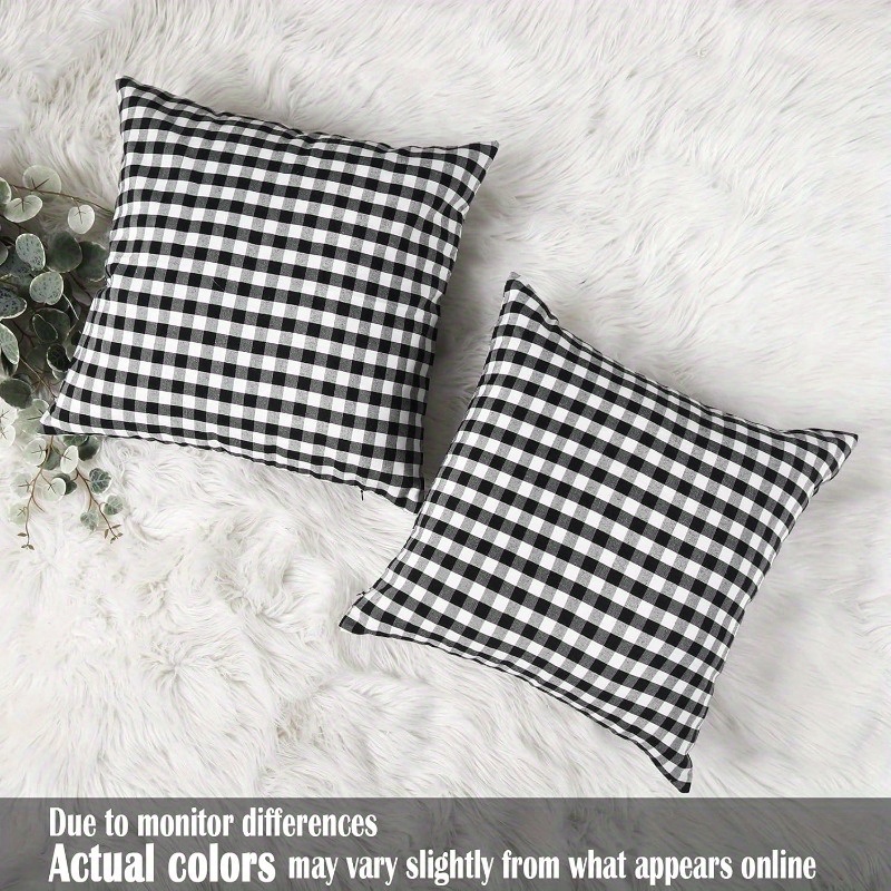 TEMU Black Pillowcase 18x18, 2pcs Set Black And White Pillowcases 18x18, Farmhouse Style Bedroom Decor, Suitable For Bedrooms And Christmas