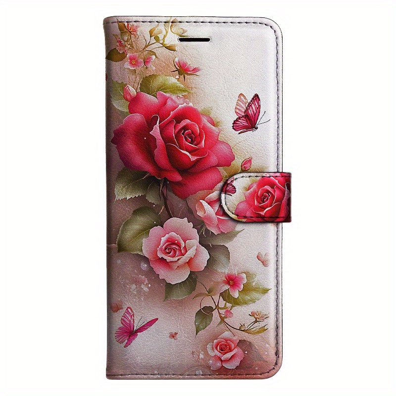 TEMU Rose Flip Wallet Case Compatible With Models Including S8, S9, S10, A30s, A50s, Note 10, 20, A10s, A20s, A51, A71, S20, A11, A31, S21, A42, A12,