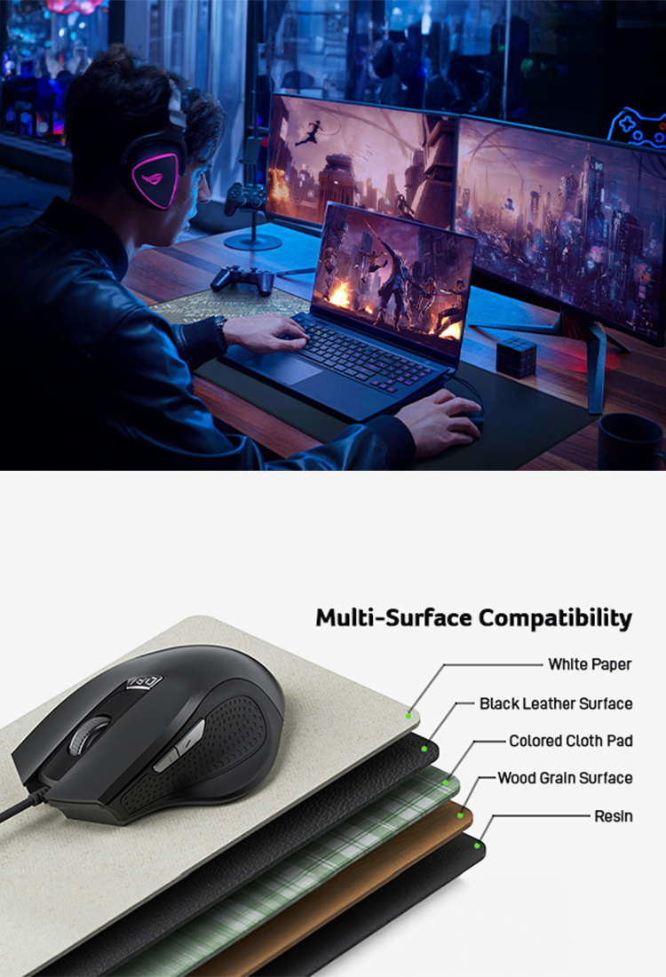 Acer Genuine Product M02 Ergonomic Wired Mouse: 4-level DPI Adjustment, 500Hz Polling Rate, Left/right Click Buttons on Both Sides, Works on Multiple Surfaces, Approximately 1.5-meter Cable, Ideal for Gaming and Office Use, USB Plug-and-play