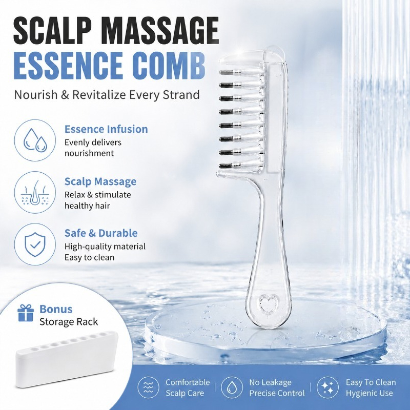 TEMU 1 Pack Liquid Applicator Comb, Scalp Oil Applicator Brush With Massage Teeth, Refillable Hair Care Comb For Application Of Hair Oil, Serum And