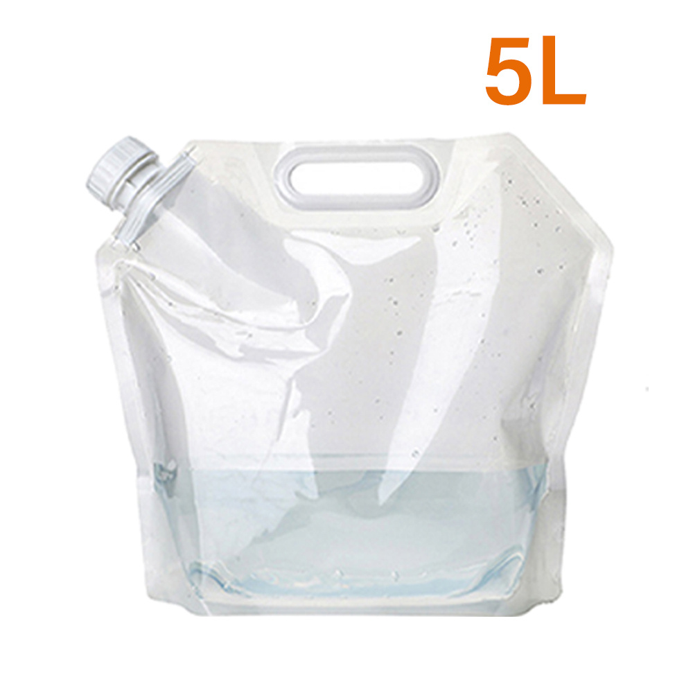 TEMU 5l/10l/15l, Outdoor Foldable Water Storage Containers With Screw-on Lids; Portable Transparent Water Bags, Suitable For Camping, Travel, The