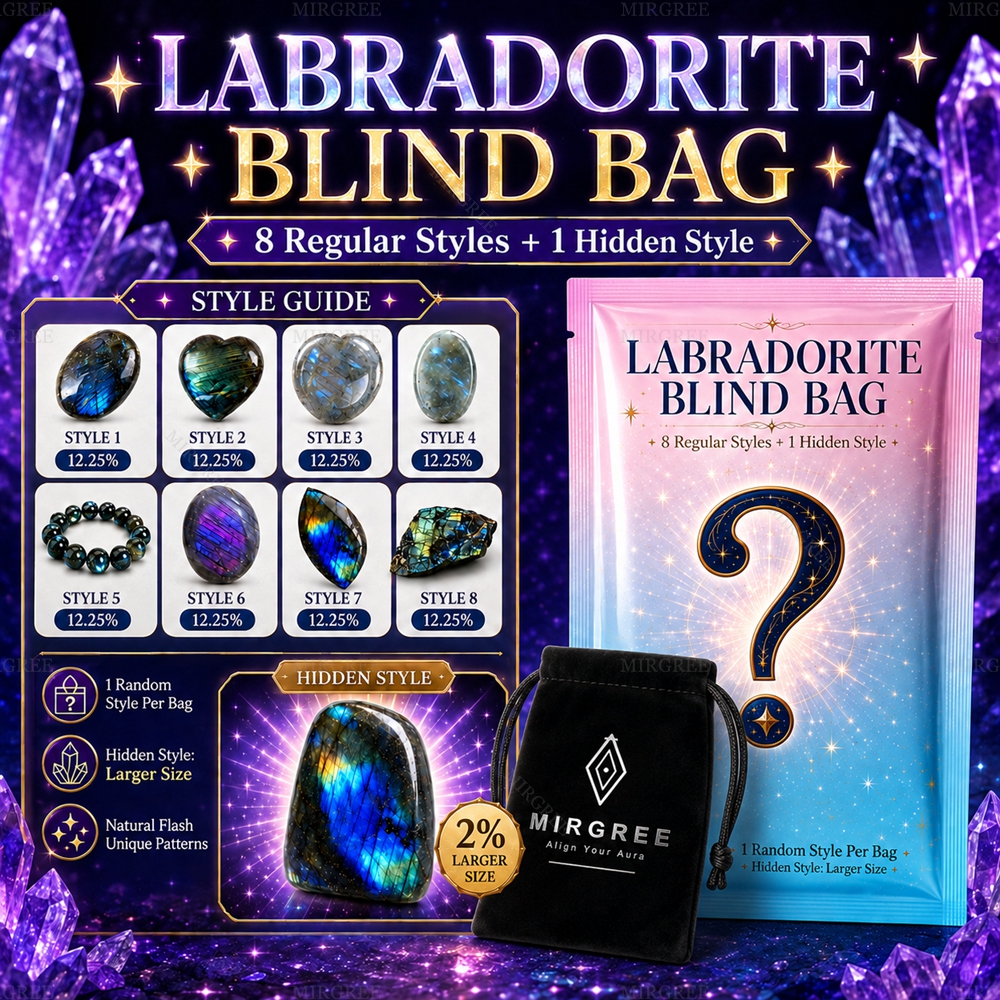 TEMU Mirgree Labradorite Blind Bag, 1 Random Style, 8 Regular Styles And 1 Larger Hidden Style, Mystery Stone Surprise For Collectors And Gifts