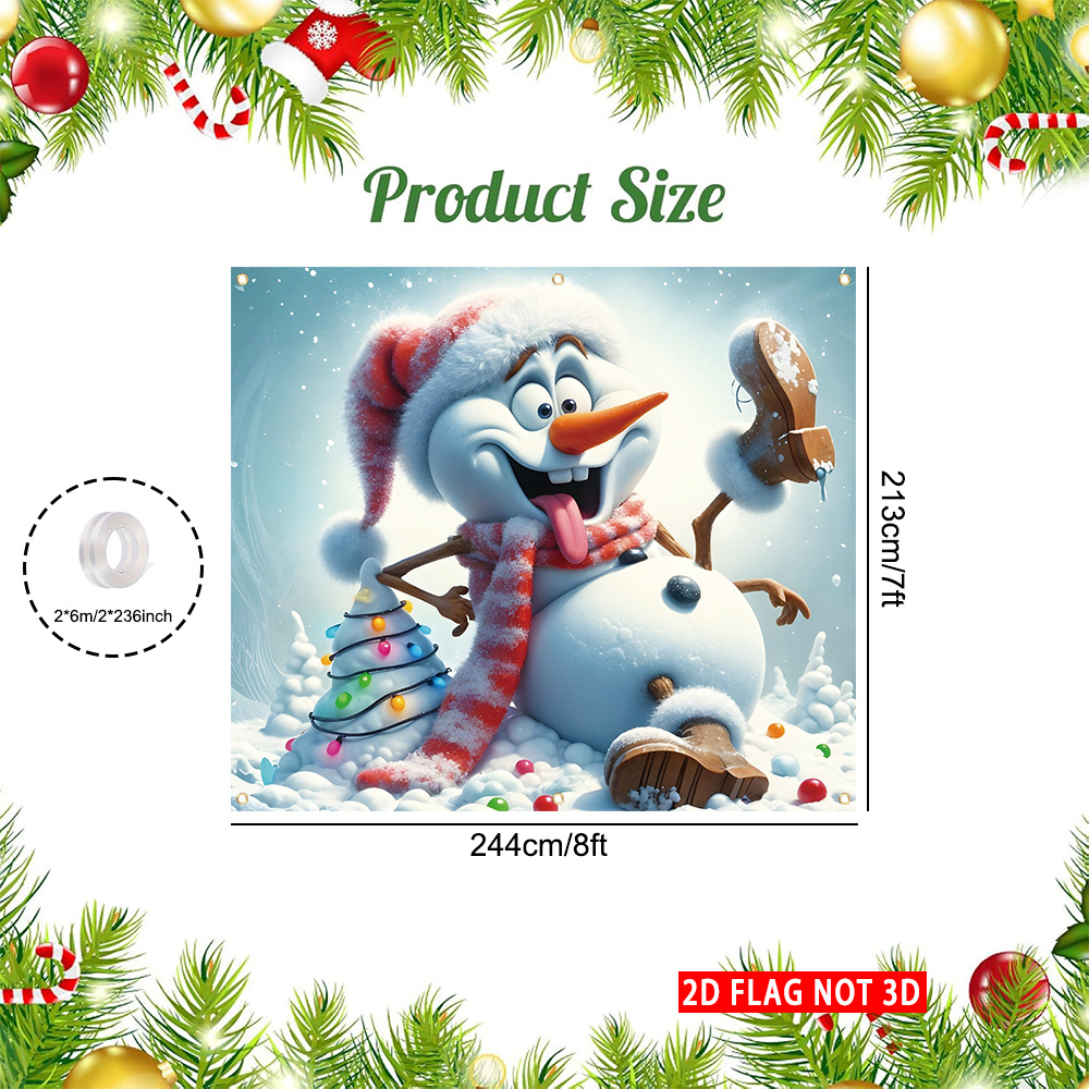 TEMU 2d Flat - 2d Door Banner 2d Flat - 2d Door Banner A 2d Flag, Not 3d, Featuring A Merry Christmas Garage Door Cover, Measuring 8ft X 7ft, Made Of