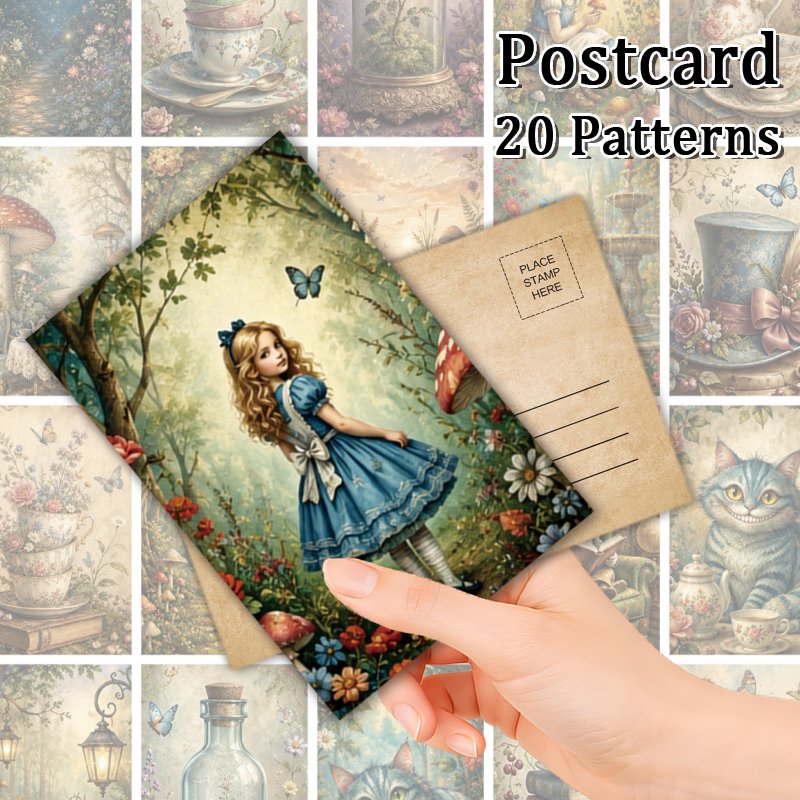 TEMU 20pcs Pcs Vintage Fantasy Wonderland Postcards Suitable For Scrapbooking, Thickened Cardstock Party & Print Collectible Cards With Suitable For