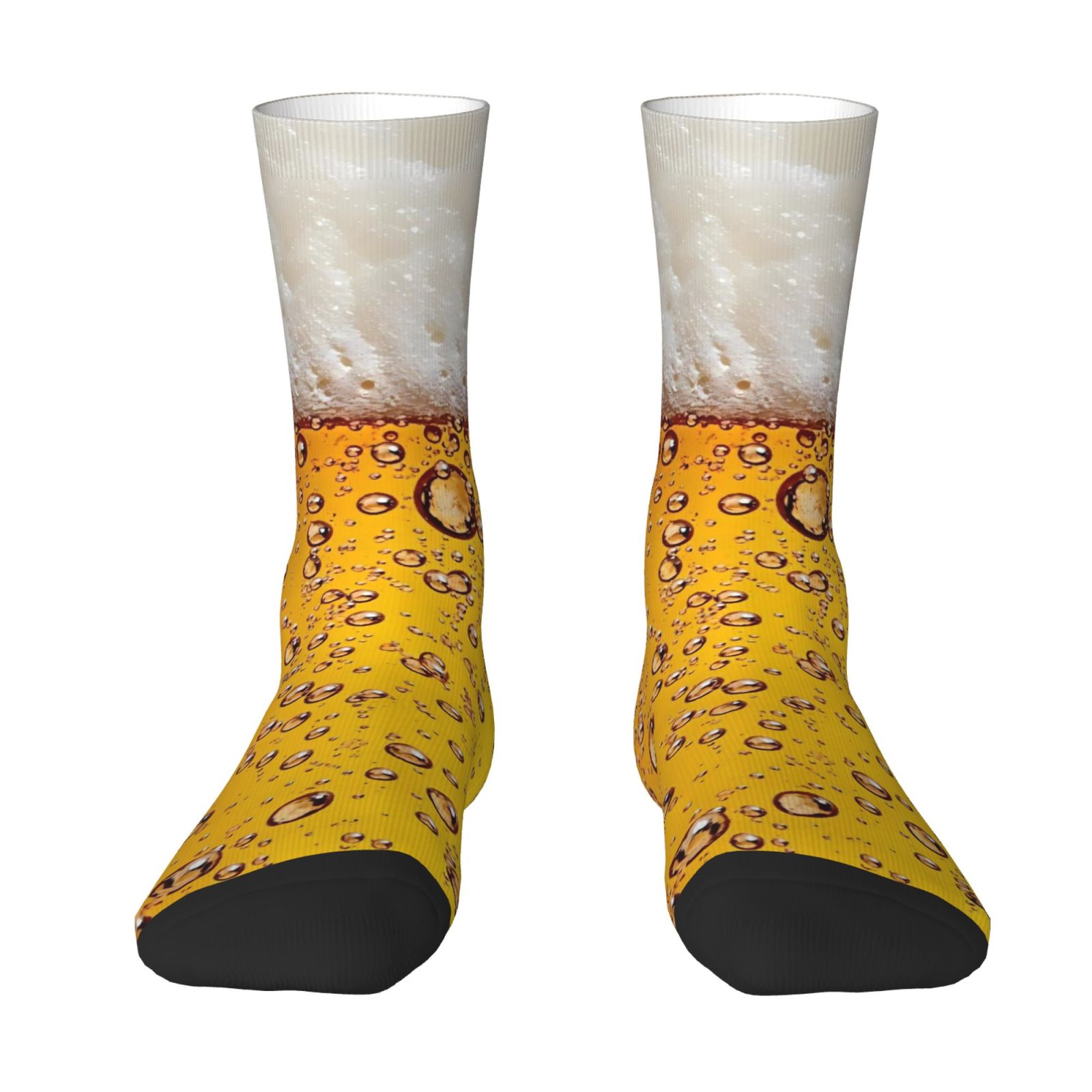TEMU A Pair Of Men's Novelty 3d Print Crew Socks Featuring A Realistic Beer Bubble Theme, Creatively Designed As Modern Art Polyester Socks