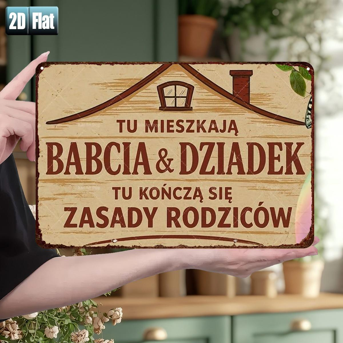 TEMU 2D Plat, 2D Plat Bedrukt Ontwerp, "Oma en Opa Wonen , Ouderlijk Toezicht Stopt " Bord - Vintage Houten Wanddecoratie, Houten Hangbord, Geschikt