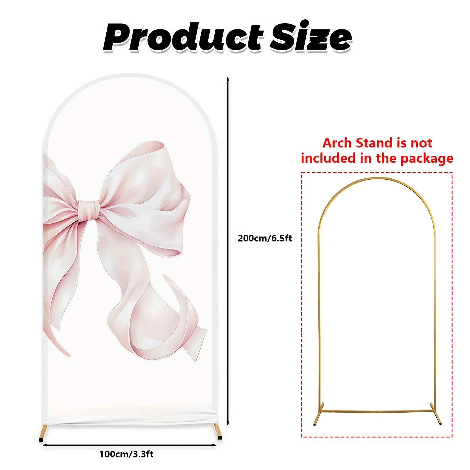 TEMU 1 Pink Bow Arch Background, Elegant Floral Light - Soft Pink And White Birthday Baby Party Decorations, Girl 1 Year Old Photo Background, No