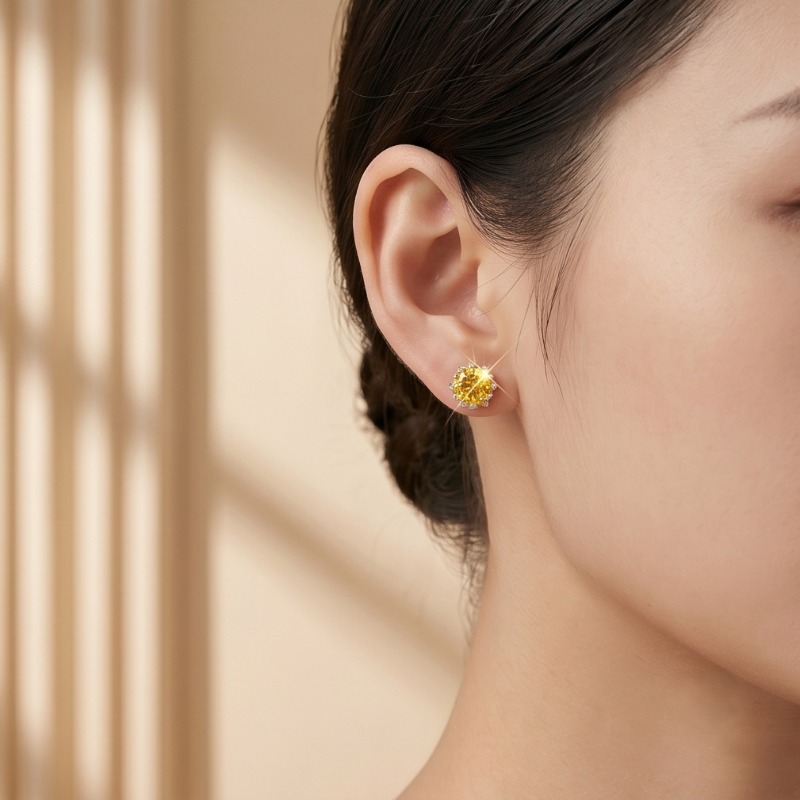 Yellow Moissanite 925 Silver Snowflake Earrings, Heartfelt Gift