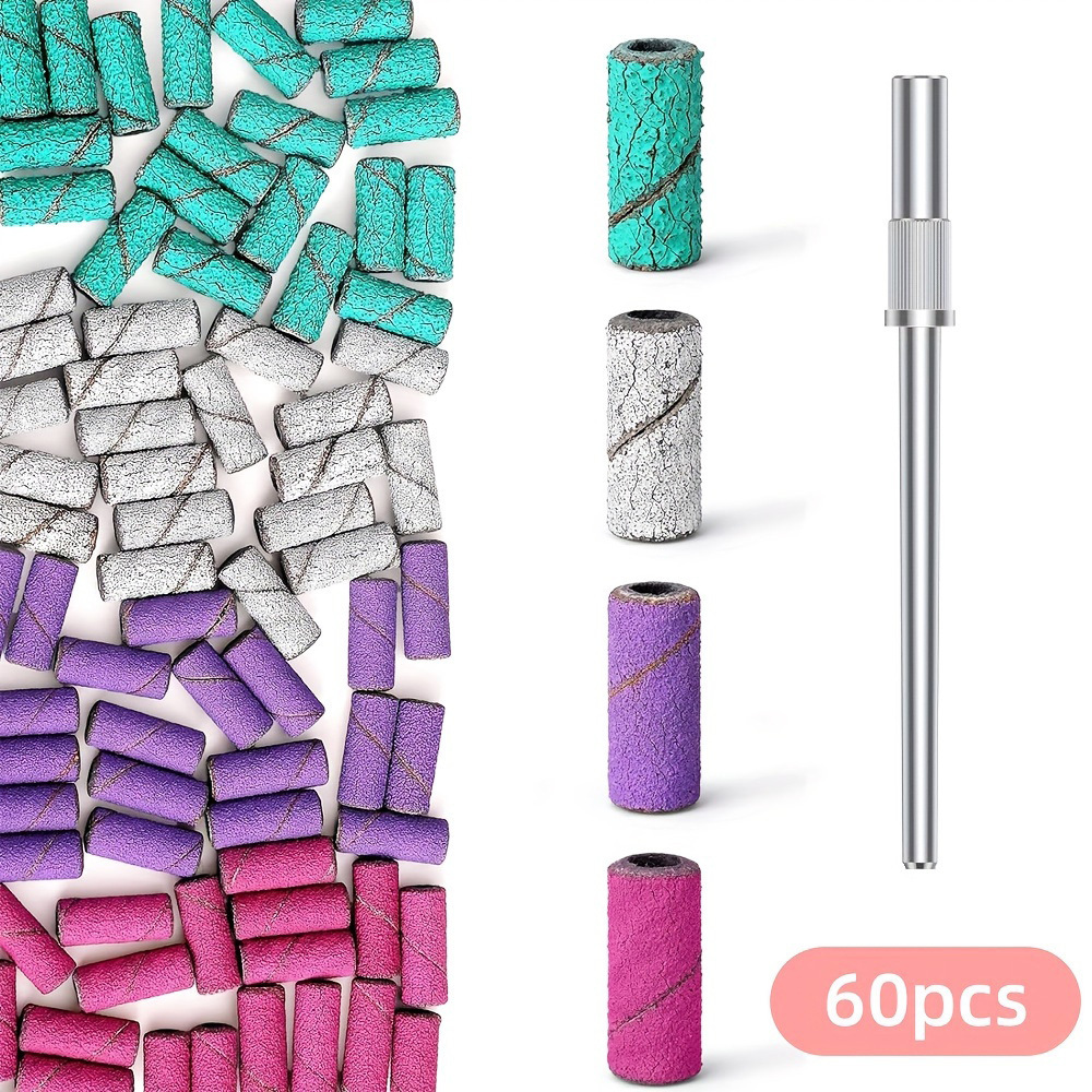 Image of 60pcs 4grits With Mini Nail Art 3mm Mini Grinding Sand Set Electric Grinding Machine Nail Grinding Head Manicure Tools Additions