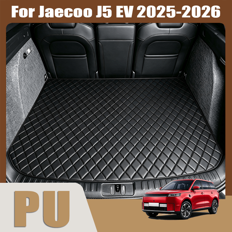 TEMU For J5 Ev 2025-2026, Pu Embroidered Trunk Liner, Wear-resistant, Easy To Clean Mat. Please Fold Down Row Seats Before Use