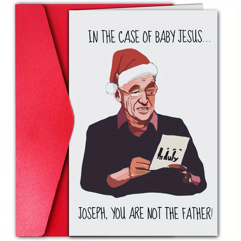 TEMU 1 Humorous "you're Not " Christmas Card, Featuring A Cartoon Santa Claus Design, A Holiday Greeting Card Suitable For , Made Of Paper, With A