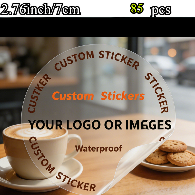 TEMU Transparent Custom Personalized Stickers, Customizable Your Own Pictures & Brand Logos, Multi Sizes 3/4/5/6/7/8cm Self-adhesive Seal Tags, Ideal