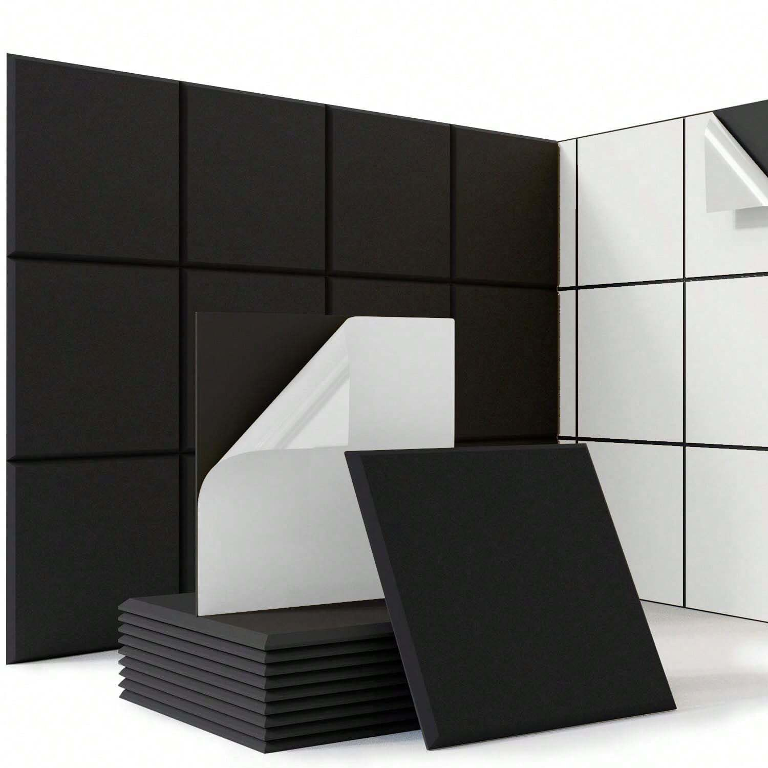 Image of 24-pack Self-adhesive Sound-absorbing Panels, 30*30*0.9cm, Sound-absorbing Panels, Sound Insulation Panels, Suitable For Recording , Offices, , Acoustic Treatment And Walls