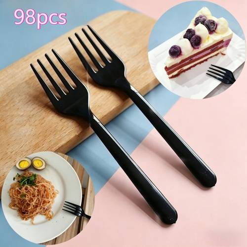 98pcs 4 prong dessert forks forks party forks western salad forks suitable for birthdays weddings restaurants fruits cakes 2026 graduation ceremony mothers day music festival singles party