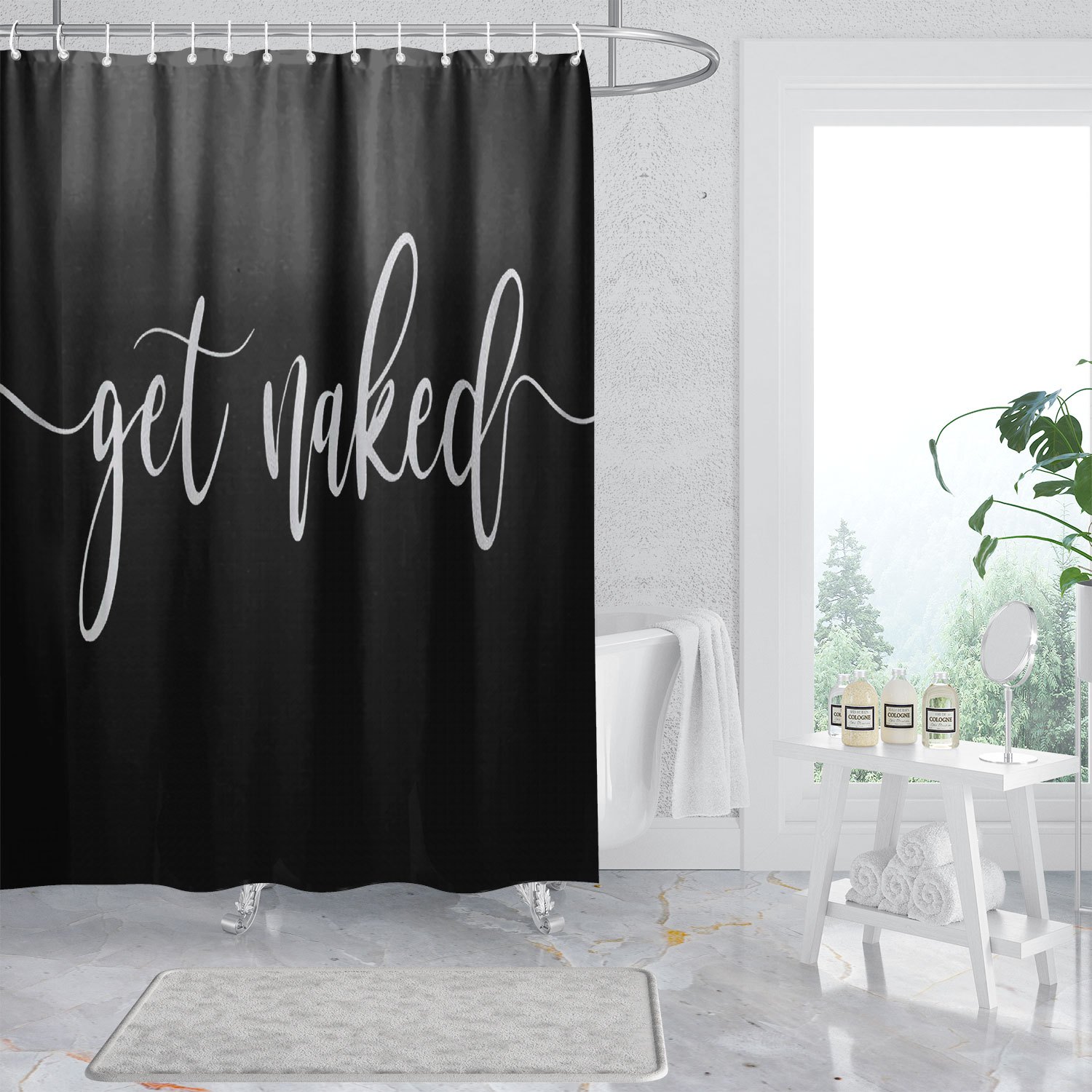 Purple Tropical Orchids Shower Curtain Sets 4 Piece,Abstract Modern