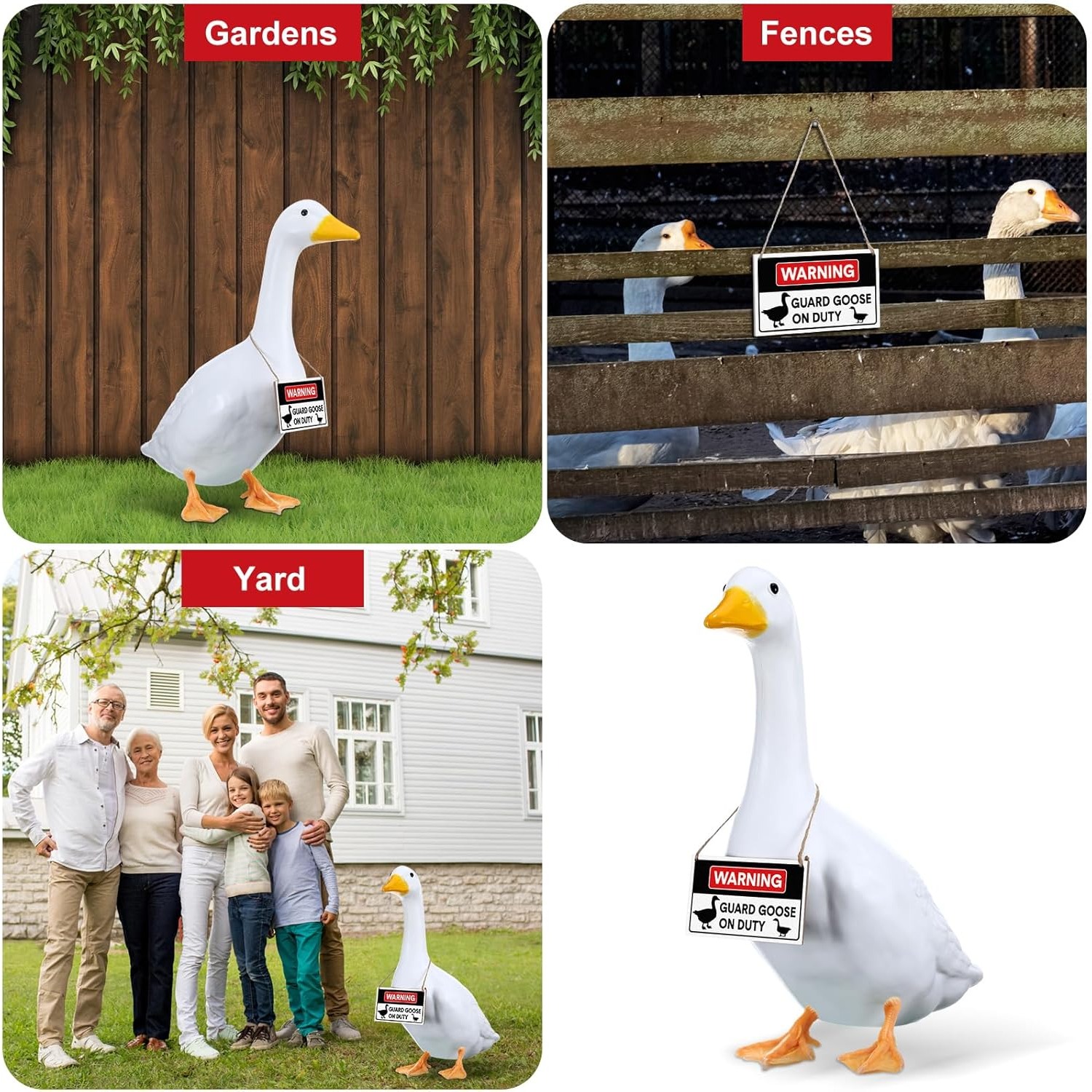 TEMU 1 Ensemble Panneau de Porche Oie Avertissement Garde Oie au Service Panneau 6 X 3,5 pouces pour Cour Porche Pelouse Ajouts Décor ()