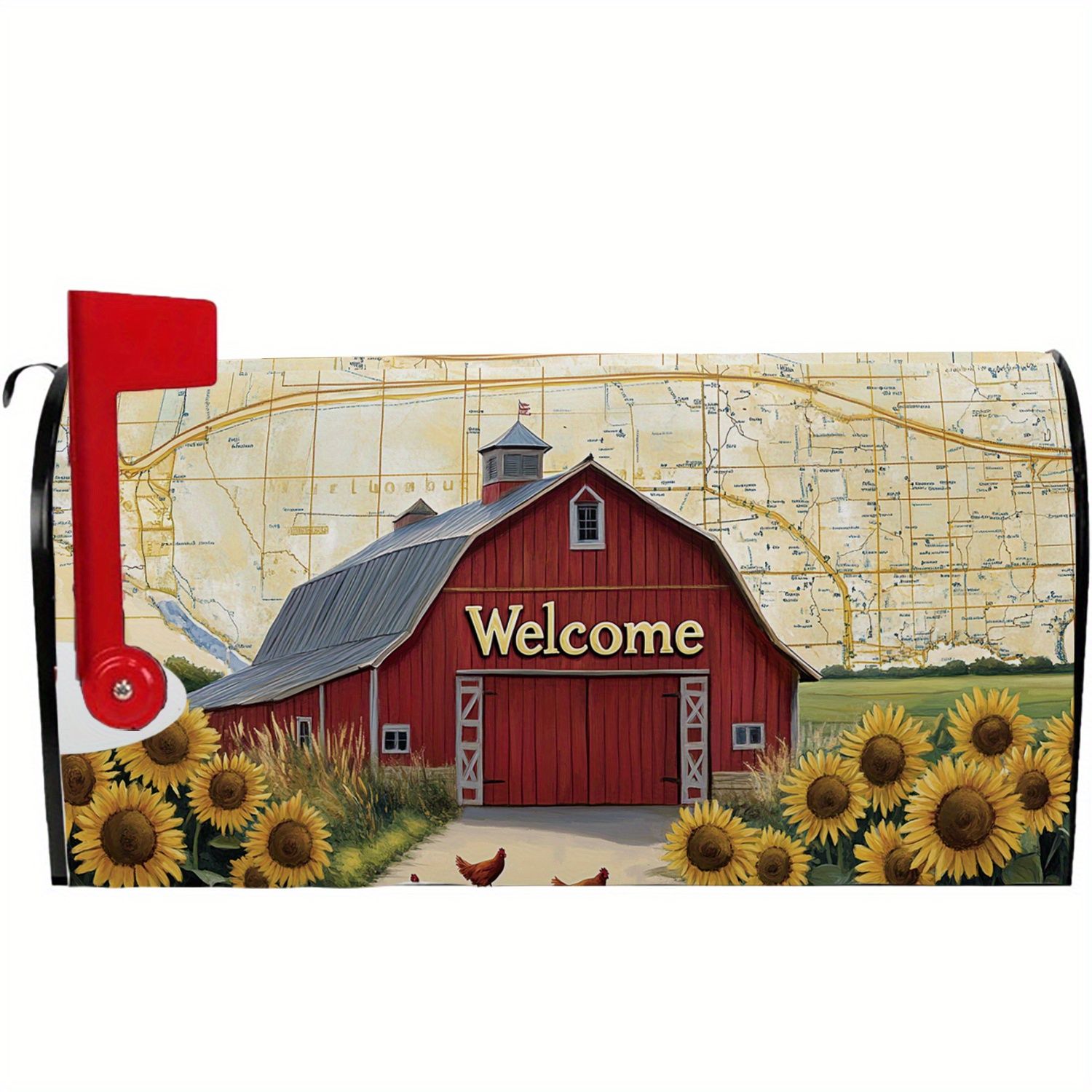 Hapuxt Magnetic Mailbox Cover – 'Welcome' Sign With Hearts, Waterproof PVC Wrap For Standard/Large US Mailboxes