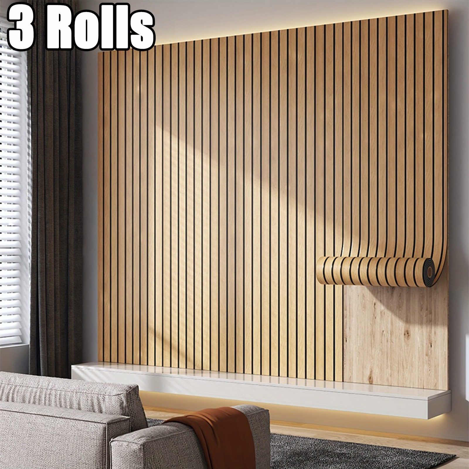 3 Rolls Self-adhesive Fish Bone Wood Grain Wall Sticker, 3d Three-dimensional Wall Panel, Waterproof, Oil-proof, Removable Seamless Splicing, Strong Backing Adhesive Fixed With , Covering Wall