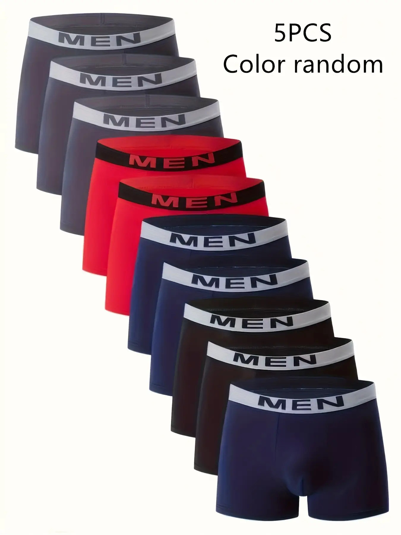 random 5 pack mens underwear solid color breathable and comfortable knitted fabric slightly stretchy casual sports shorts stretchy and comfortable   letter print suitable for daily wear mens underwear