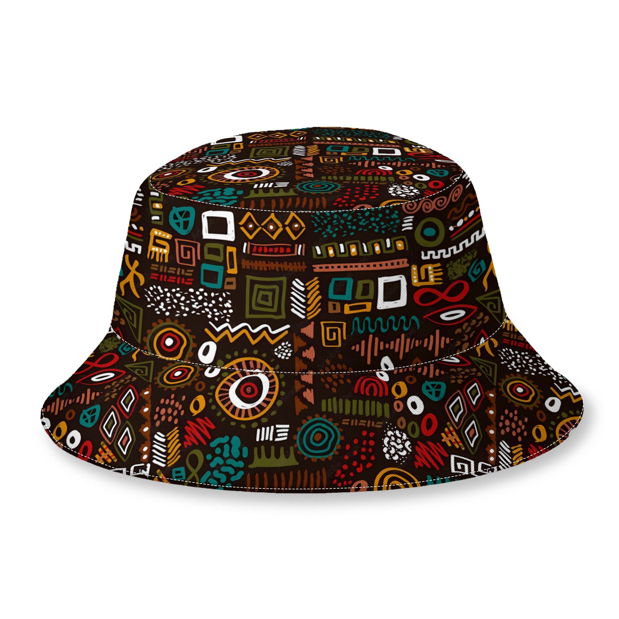 TEMU 2d Print Design African Black Month Stripes Tribal Abstract Style Men's Novelty Bucket Hat Stylish Fun Support Hat, Printed Sun Hat Unisex