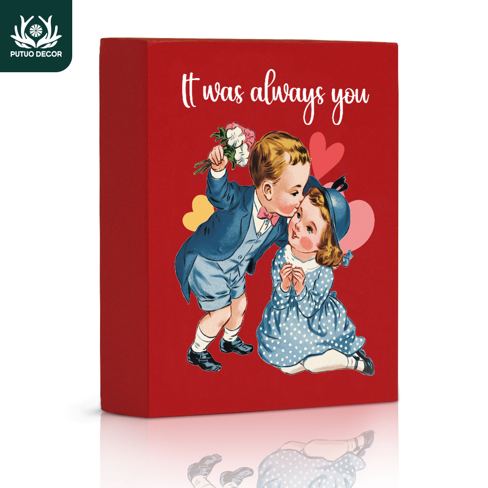 

1pc Decor "it Was You" 's Day Red Wooden Box - Multipurpose Manufactured Wood Plaque For , , - English Desk Decor