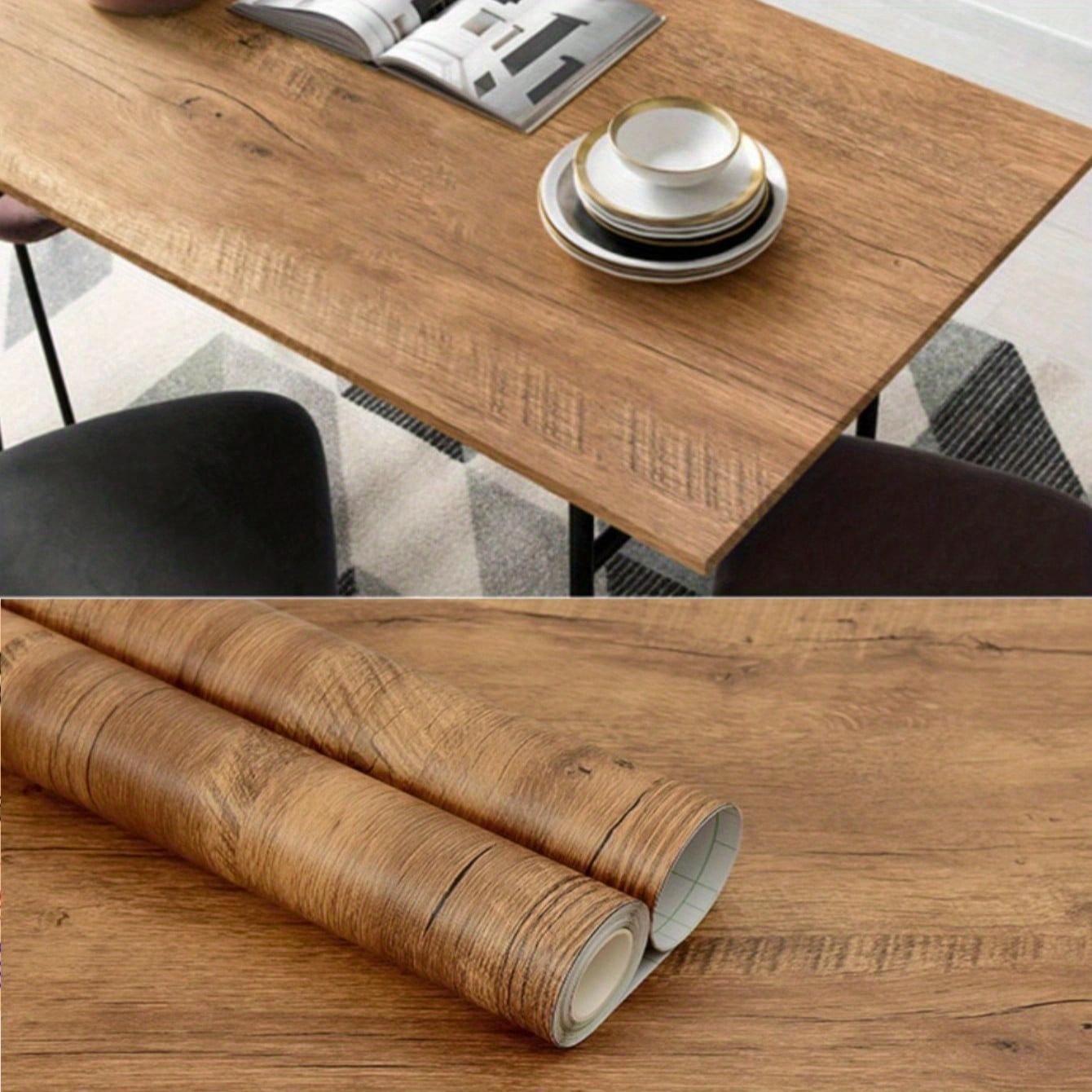 E-shop 1 Rolle Vinyl Wasserdicht Holzmaserung 3D Aufkleber für Kleiderschrank Tisch Schrank Möbel PVC Selbstklebende Tapete Home Dekor Holzmaserung