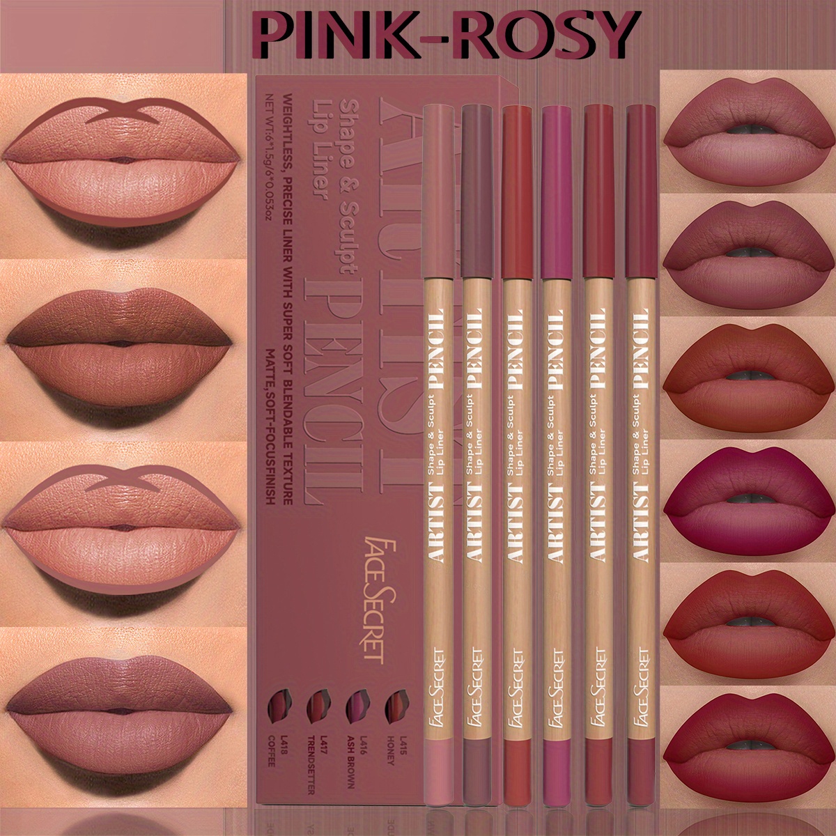 6pcs/set lip liner set lip liner waterproof long-lasting matte lip liner set natural makeup effect easy to apply non-stick non-smudge lip liner set lip cosmetics makeup set