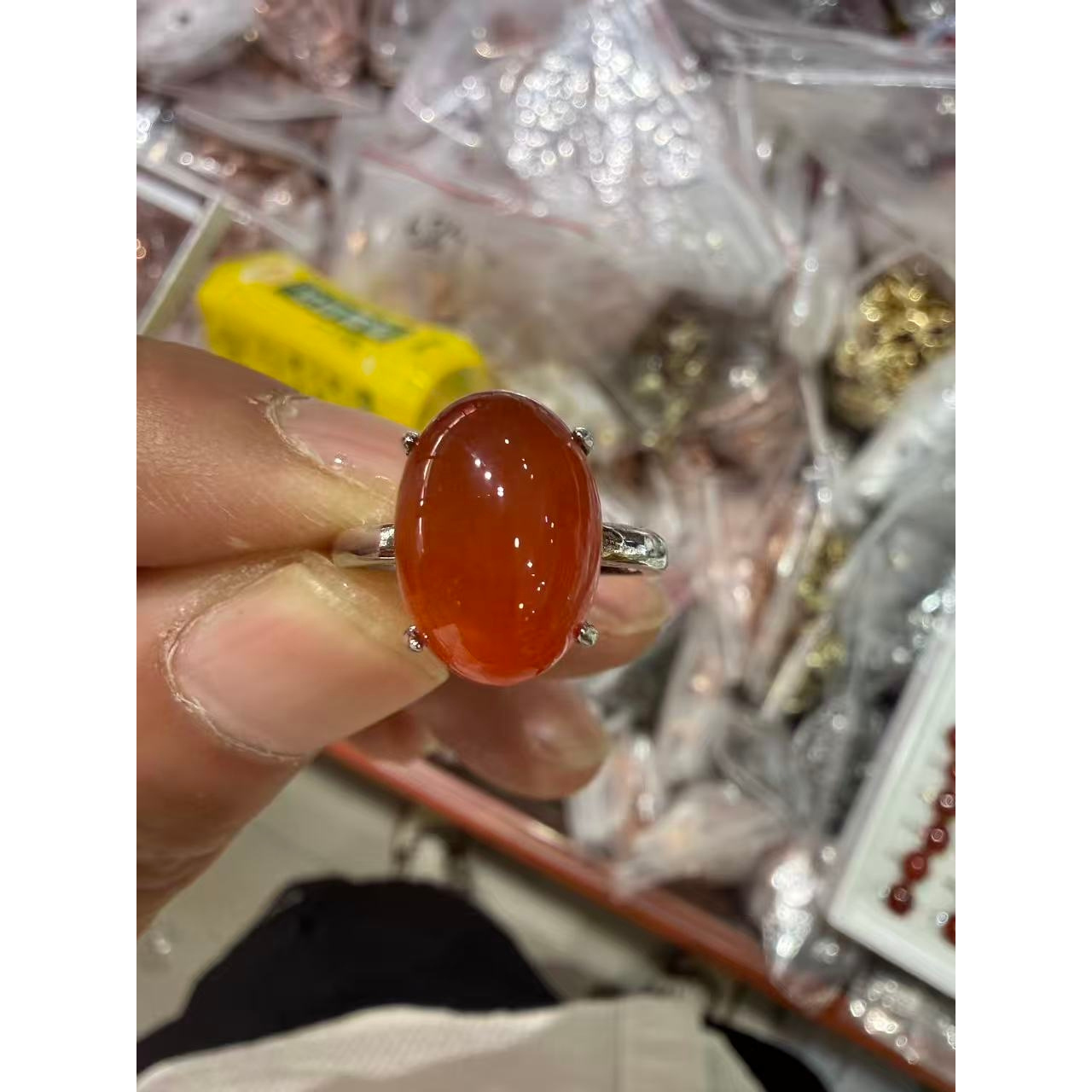 TEMU Anillo BULVEGEMET de natural para mujer - Joyería vintage minimalista de una sola piedra con piedra de natural, elegante, adecuado para uso