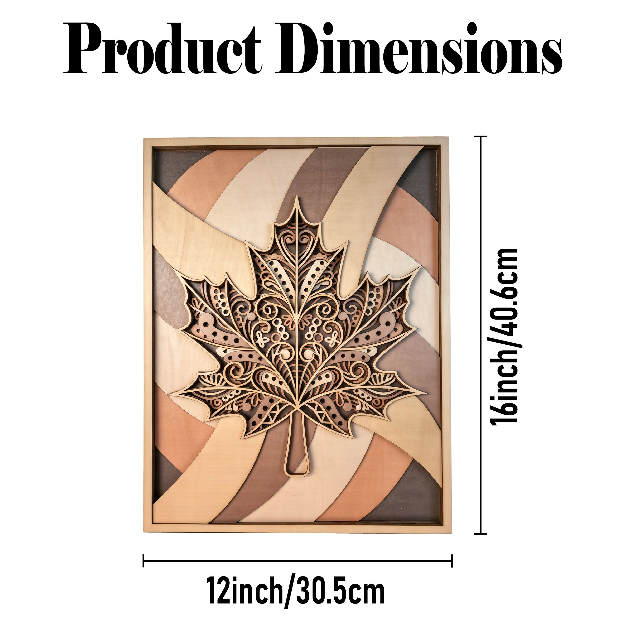 Image of 6-layer 3d Maple Wall Art, 16'x12' Laser Cut Mandala Multilayer Wooden Wall Decor, Boho Autumn Nature Wall Sculpture, Rustic Fall Wall Hanging For Living Room, Bedroom, Farmhouse & Cabin