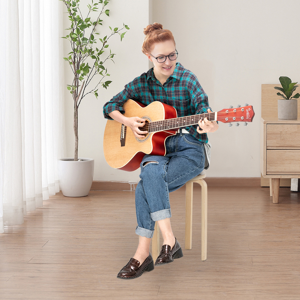 40-Inch GT501 Cutaway Folk Guitar with Spruce Top in Burlywood End... product image 4
