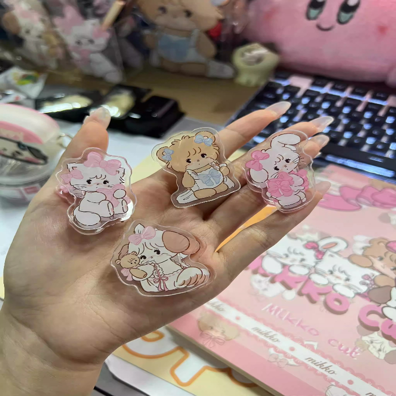 TEMU 4pcs Cat Ear Clips Suitable For School, Office & Home - Double-sided Pp & Acrylic Binder Clips With Cute Kawaii Cat Ear Design, Pink Girly