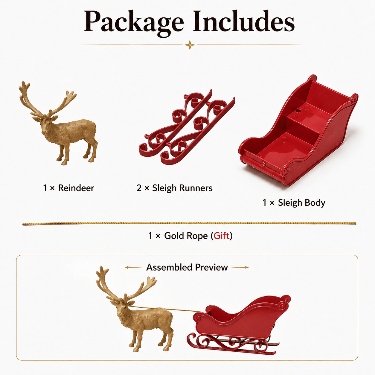 TEMU Set di ornamenti per dei renna natalizi, decorazioni natalizie, materiale plastico, per mensola, tavolo, e decorazioni per interni ed esterni