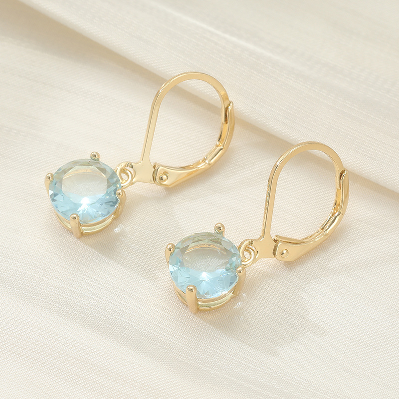 E-shop 1 Paar einfache und exquisite blaue runde synthetische Zirkonia-Ohrringe, modische Damen-Party-Schmuckstücke, Alltags-Date-Schmuck