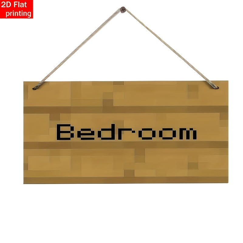 TEMU 2d Plane - 2d Art Bathroom Sign | 19.81x 9.91cm Vintage Wooden Mosaic Textured Wall Art Featuring "bathroom" In Light Yellow Tones, Perfect For