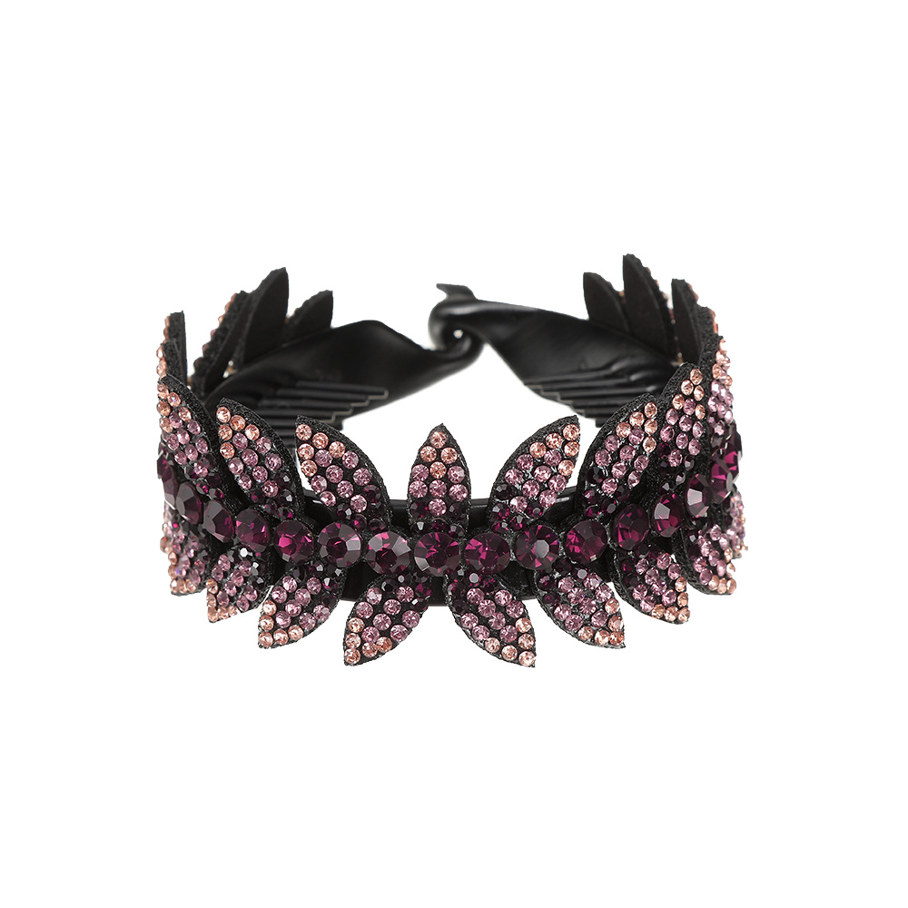 Large Rhinestone Leaf Hair Bun Clip for Elegant Styling