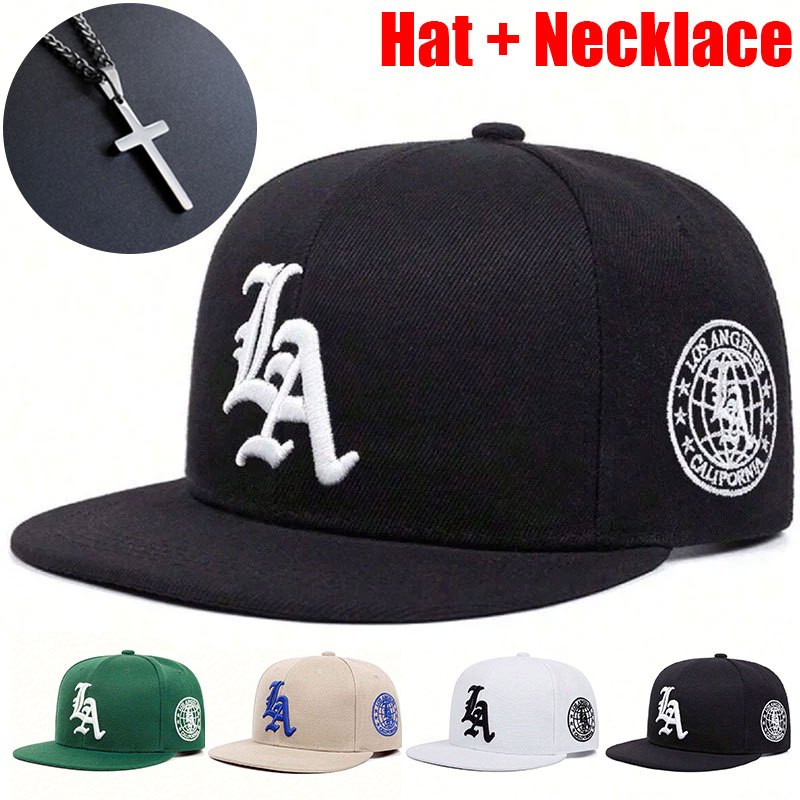 2pcs Hat + Necklace Los Angeles Men's Baseball Cap