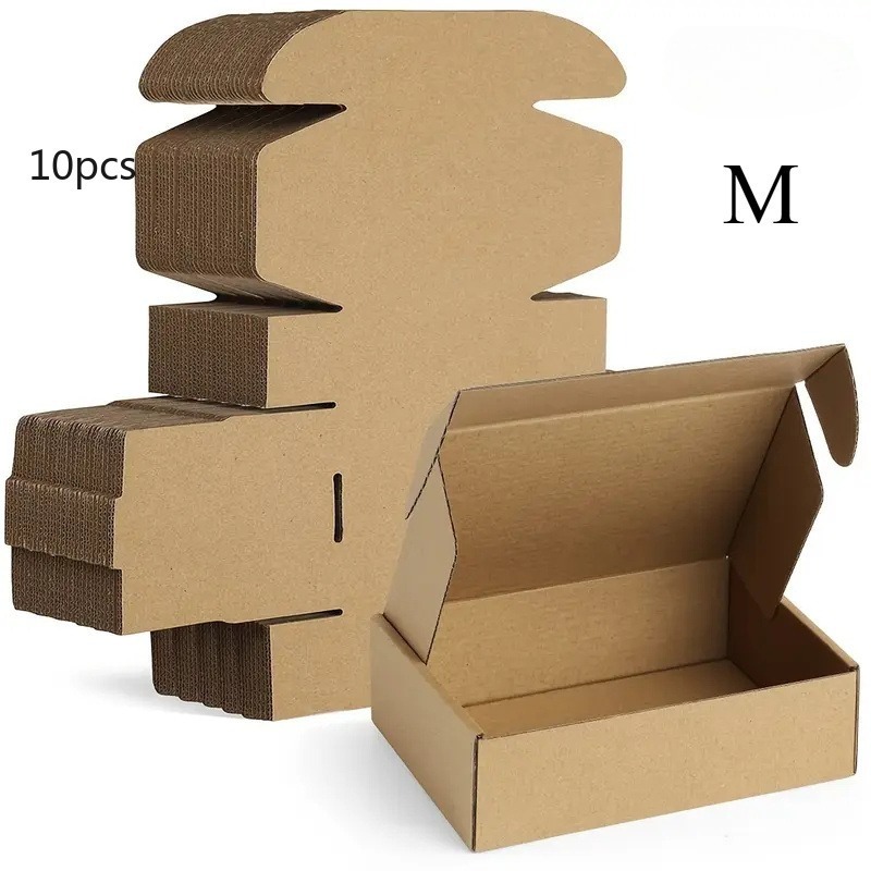 E-shop Geschenk für Sie/Ihn 10 Stück Schwere Braune Karton Geschenkboxen, 0.8mm Dick mit Wellplastikklappen - Sortierte Größen (Teilmontageboxen über 9