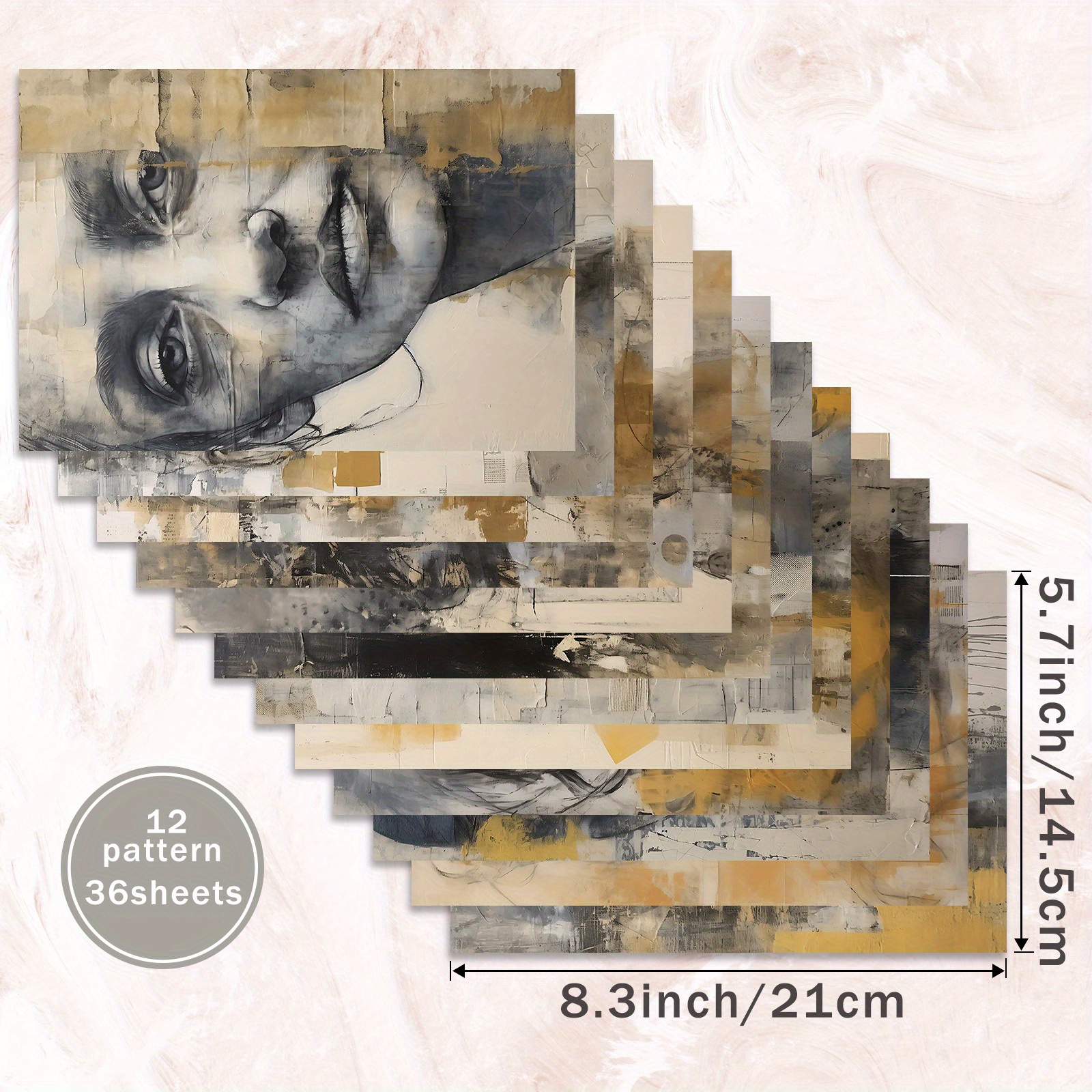Image of 36 Sheets Of A5 Vintage Background Paper, Suitable For Journals, Junk Journals, Greeting Card Backgrounds, Photo Albums, And Crafts
