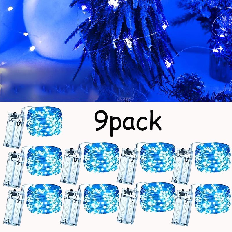TEMU Lot de 9 pièces, Guirlande lumineuse LED bleue de 3 m/118 pouces, Guirlande lumineuse bocal Mason, Guirlande lumineuse décorative
